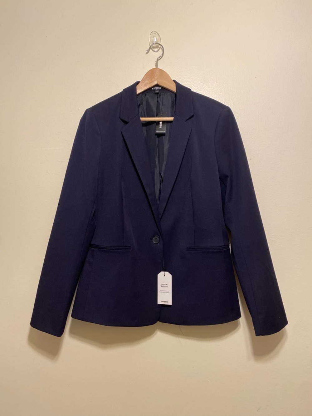 Express Navy Notch Lapel Single-Button Blazer